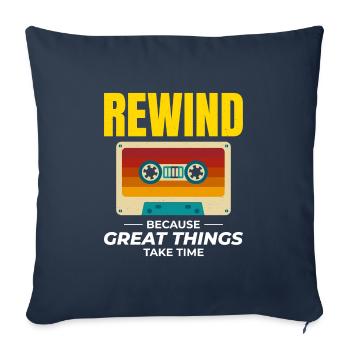 Cassette Tape Rewinding 80s Nostalgia Retro 1980s - Sofa pillowcase 17,3'' x 17,3'' (45 x 45 cm) - navy - Front