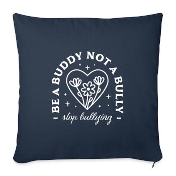 Stop au harcèlement scolaire - Housse de coussin décorative 45 x 45 cm - bleu marine - Devant