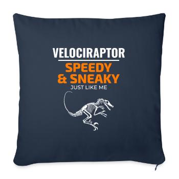 Vélociraptor dinosaure Dino chasse aux fossiles - Housse de coussin décorative 45 x 45 cm - bleu marine - Devant
