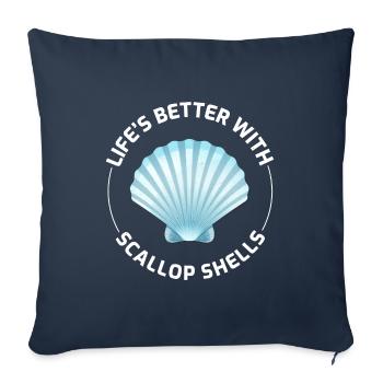 Scallop Seashells Collector Beachcomber Shellfish - Sofa pillowcase 17,3'' x 17,3'' (45 x 45 cm) - navy - Front