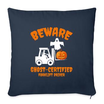 Halloween Ghost Forklift Operator Pumpkin Funny - Sofa pillowcase 17,3'' x 17,3'' (45 x 45 cm) - navy - Front