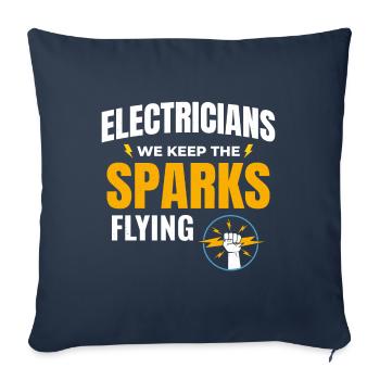 Électricien Humour Technicien électricien Ingénieur - Housse de coussin décorative 45 x 45 cm - bleu marine - Devant