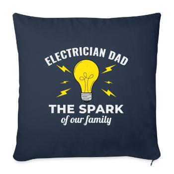 Électricien Papa Technicien électricien Ingénieur - Housse de coussin décorative 45 x 45 cm - bleu marine - Devant