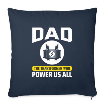 Papa électricien - Housse de coussin décorative 45 x 45 cm - bleu marine - Devant