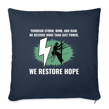 Monteur de lignes Tempête Vent Pluie Espoir Rétablissement de l’électricité - Housse de coussin décorative 45 x 45 cm - bleu marine - Devant