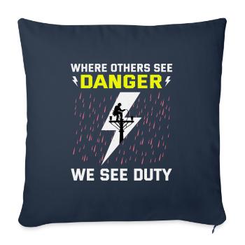 Lineman Duty Danger Brave Dedicated Hero - Sofa pillowcase 17,3'' x 17,3'' (45 x 45 cm) - navy - Front