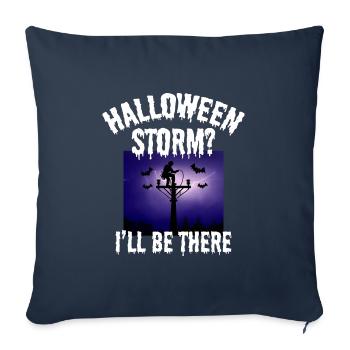 Tempête d’Halloween ? Je serai là – Lineman Halloween - Housse de coussin décorative 45 x 45 cm - bleu marine - Devant