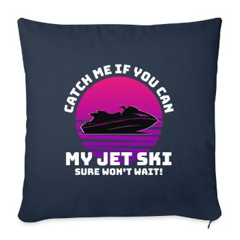 Jet ski Aventure Rétro Coucher de soleil Sports nautiques Vitesse - Housse de coussin décorative 45 x 45 cm - bleu marine - Devant