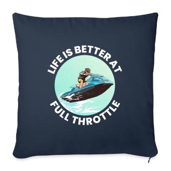 Jet Ski à plein régime Sports nautiques Aventure Océan - Housse de coussin décorative 45 x 45 cm - bleu marine - Devant