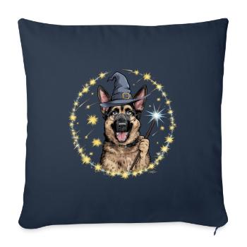German Shepherd is magician with magic wand - Sofa pillowcase 17,3'' x 17,3'' (45 x 45 cm) - navy - Front