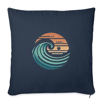 Vintage Ocean Wave Sonnenuntergang Abzeichen - Sofakissenbezug 45 x 45 cm - Navy - Vorne