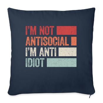 Sarcastique introverti - Housse de coussin décorative 45 x 45 cm - bleu marine - Devant