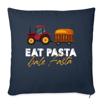 Manger des balles de pâtes plus rapidement Agriculteur de mise en balles de foin - Housse de coussin décorative 45 x 45 cm - bleu marine - Devant