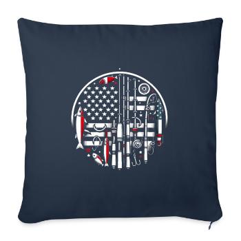 Canne à pêche American Flag Design - Housse de coussin décorative 45 x 45 cm - bleu marine - Devant