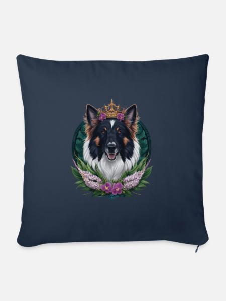 Belgischer Schäferhund mit Krone, Fliedern - Sofakissenbezug 45 x 45 cm - Navy