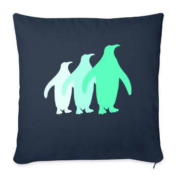 3 Silhouettes de pingouins Trois amis Équipe Rangée - Housse de coussin décorative 45 x 45 cm - bleu marine - Devant