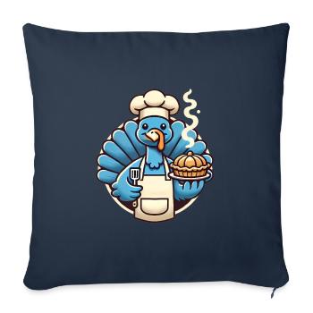 Chef Turquie servant une tarte à la citrouille - Housse de coussin décorative 45 x 45 cm - bleu marine - Devant