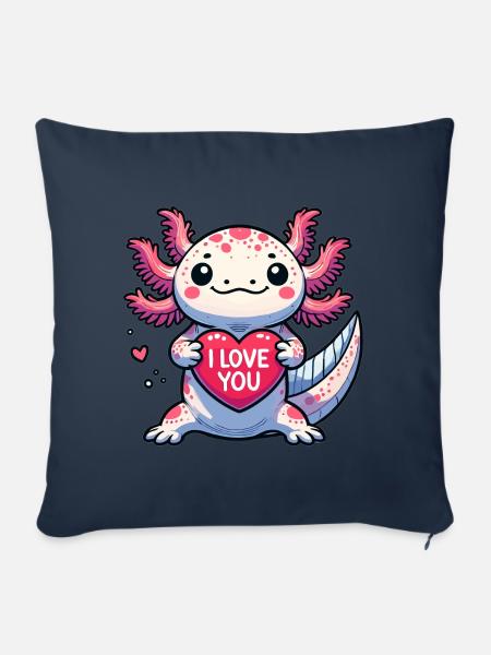 I love you Axolotl - Sofakissenbezug 45 x 45 cm - Navy