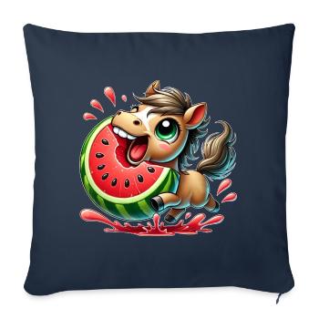 Pferd mit Wassermelone fruchtig Sommer Look - Sofakissenbezug 45 x 45 cm - Navy - Vorne