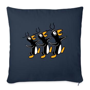 3 verrückte Pinguine laufen dumm Team Freunde Crew - Sofakissenbezug 45 x 45 cm - Navy - Vorne