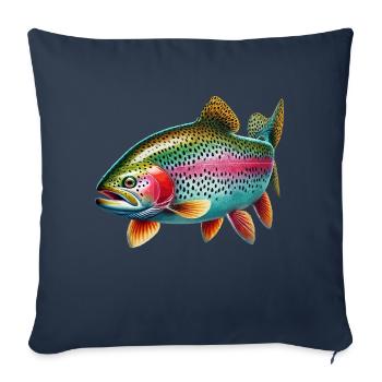 Truite arc-en-ciel - Housse de coussin décorative 45 x 45 cm - bleu marine - Devant