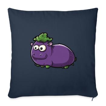 Hippopotamus Eggplant Funny Animal and Vegetable Motif - Sofa pillowcase 17,3'' x 17,3'' (45 x 45 cm) - navy - Front