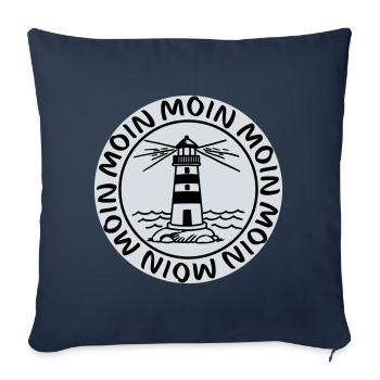 Phare de Moin Moin – Conception côtière maritime - Housse de coussin décorative 45 x 45 cm - bleu marine - Devant