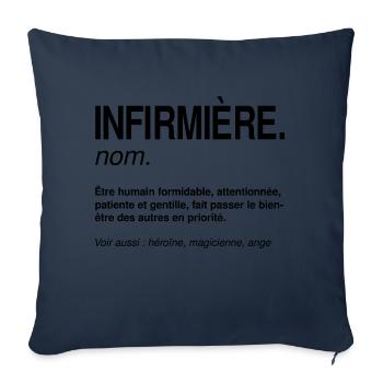 Infirmière Définition Héroïne du Quotidien - Housse de coussin décorative 45 x 45 cm - bleu marine - Devant