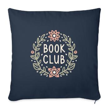 Club de lecture romance lectrices fleurs aesthetic - Housse de coussin décorative 45 x 45 cm - bleu marine - Devant