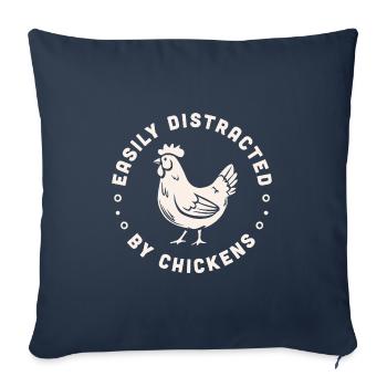 Poule poulet humour animaux de la ferme drôle - Housse de coussin décorative 45 x 45 cm - bleu marine - Devant