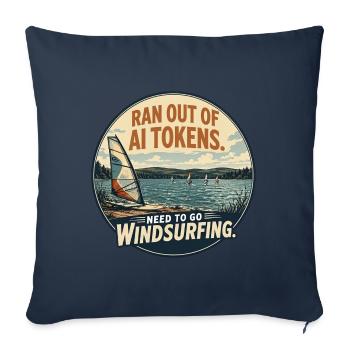 Windsurfen statt KI-Tokens - Sofakissenbezug 45 x 45 cm - Navy - Vorne