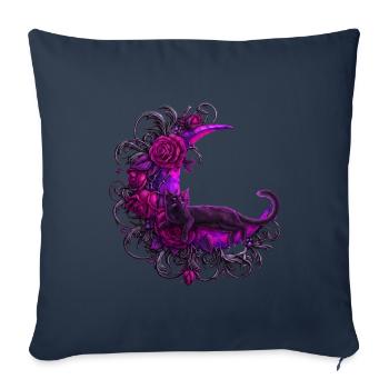 Mondrose Katze im violetten Mond - Sofakissenbezug 45 x 45 cm - Navy - Vorne