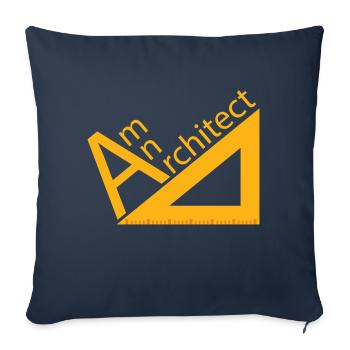 Architecte / Architecture: suis architecte - Housse de coussin décorative 45 x 45 cm - bleu marine - Devant