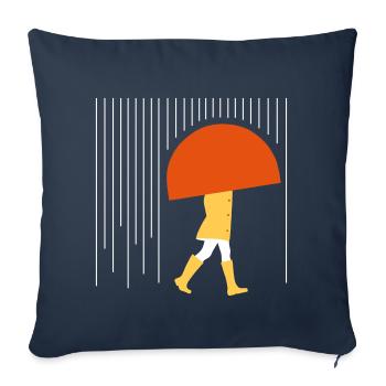 Mensch im Regen - Minimal - Sofakissenbezug 45 x 45 cm - Navy - Vorne