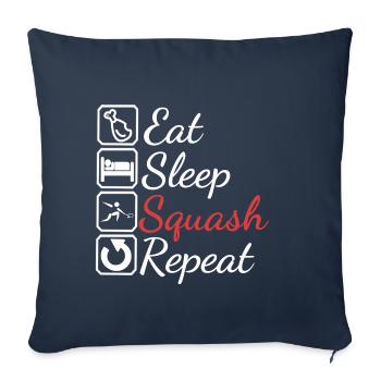 Mangez le cadeau de répétition de squash de sommeil - Housse de coussin décorative 45 x 45 cm - bleu marine - Devant
