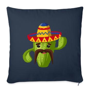 Cactus cactus Mexicain - Housse de coussin décorative 45 x 45 cm - bleu marine - Devant