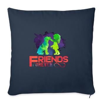 Chien amis pour toujours enfance - Housse de coussin décorative 45 x 45 cm - bleu marine - Devant