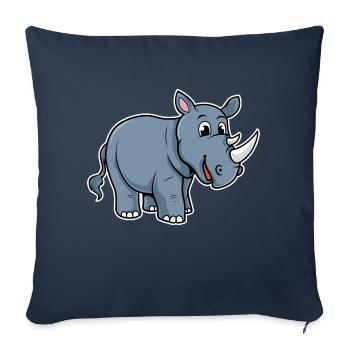 Rhino - rhinoceros - Sofa pillowcase 17,3'' x 17,3'' (45 x 45 cm) - navy - Front