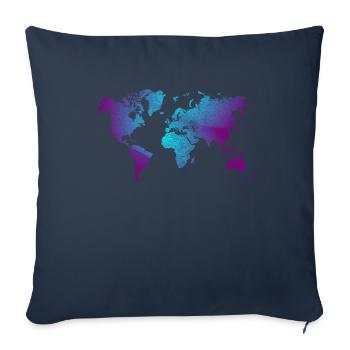 cool world map design in blue and purple - Sofa pillowcase 17,3'' x 17,3'' (45 x 45 cm) - navy - Front