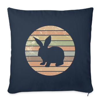 Lapin Lapin Lapin de Pâques Cadeau Rétro Lapin - Housse de coussin décorative 45 x 45 cm - bleu marine - Devant
