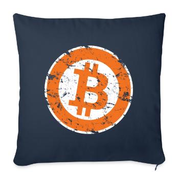 Logo Bitcoin Crypto Trader Gift Hommes Femmes & Enfants - Housse de coussin décorative 45 x 45 cm - bleu marine - Devant