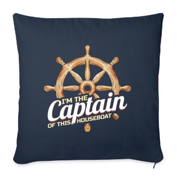 Je suis le capitaine de cette péniche Hausboot Kapitän - Housse de coussin décorative 45 x 45 cm - bleu marine - Devant