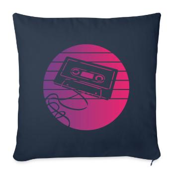 Cassette Retro Style Vintage - Housse de coussin décorative 45 x 45 cm - bleu marine - Devant