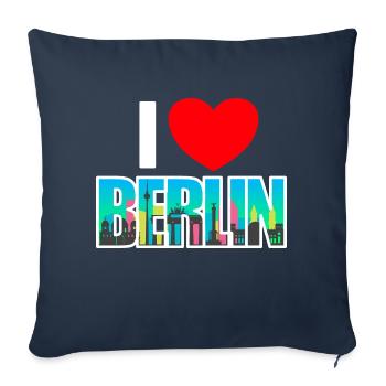 J’adore berlin - Housse de coussin décorative 45 x 45 cm - bleu marine - Devant