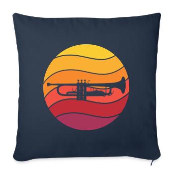Trompette Retro Style Vintage - Housse de coussin décorative 45 x 45 cm - bleu marine - Devant