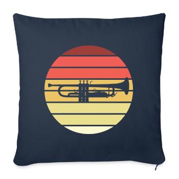 Trompette Retro Style Vintage - Housse de coussin décorative 45 x 45 cm - bleu marine - Devant