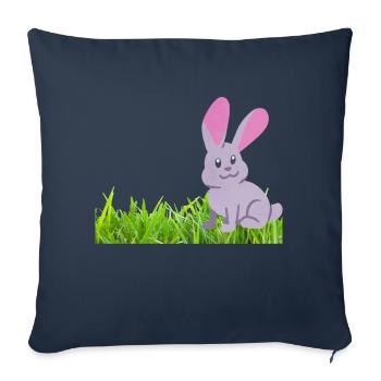 Kaninchen auf Gras - Sofakissenbezug 45 x 45 cm - Navy - Vorne