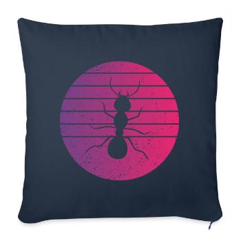 Fourmi Rétro Style Vintage - Housse de coussin décorative 45 x 45 cm - bleu marine - Devant