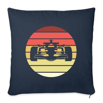 Voiture de course Retro Style Vintage - Housse de coussin décorative 45 x 45 cm - bleu marine - Devant