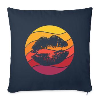 Lèvres Retro Style Vintage - Housse de coussin décorative 45 x 45 cm - bleu marine - Devant